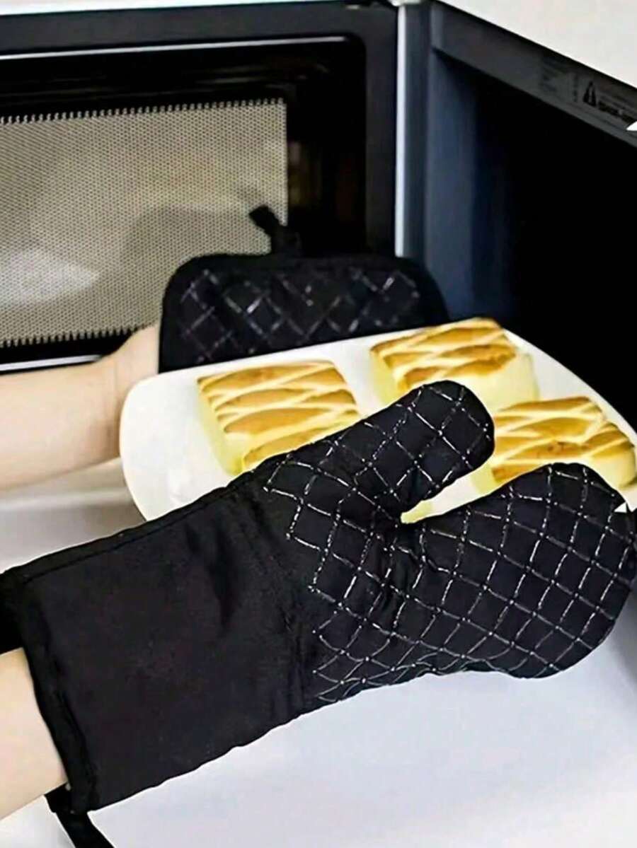 1pc Thick Silicone Oven Glove With Pot Holder, Heat Resistant Baking Cooking Kitchen Glove, Non-Slip Insulated Mat - Multicolor - View 1