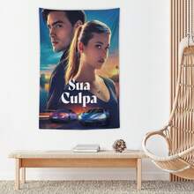 1pc Culpa Mia Italian Drama TV Series Inspired Tapestry Wall Art - Vertical Italian Text & Character Design Fabric Hanging For Living Room, Bedroom, Office Decor - No Batteries/Electricity Home Decoration Gift, Room Aesthetics, Handcrafted Design, Highquality Print, Interior Designers - Multicolor - View 5