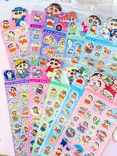 1张蜡笔小新激光闪光贴纸，适用于行李箱、水瓶、手机壳、礼品装饰、日记装饰、家居装饰、派对装饰、生日礼物、各种节日礼物、时尚、奢华、缝纫、DIY、送给朋友或伴侣的礼物、毕业典礼礼物、开业典礼礼物、毕业礼物、派对礼物