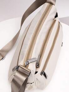 1个纯色尼龙面料拉链多隔层背包，适合携带手机、纸巾和其他日常必需品，时尚休闲男士斜挎单肩包，适合通勤、散步、购物、商务出行，四季皆宜。 - 彩色 - 查看 9