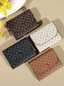 心形极简主义零钱包字母印花优雅手拿包，便携式零钱包 - 彩色 - 查看 1