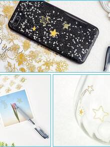 1pc Metallic Planet Pattern Sticker, Versatile Creative Sticker For DIY Crafts, Painting Decoration, Essential For Back To School Season School Supplies - Gold - View 10