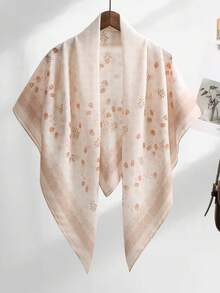 1 Peça Lenço Quadrado Estampado com Planta de 110cm para Mulheres, Hijab de Voile, Floral, Leve, Macio, Confortável, Respirável, Versátil, Hijab Estampado, Lenço de Flor de Alta Qualidade e Atmosfera Delicada, Lenço Decorativo Elegante de Proteção Solar, Lenço Quadrado Multifuncional para Looks, Adequado para Uso Diário, Todas as Estações - Multicolorido - Visão 20