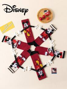 3 Pairs Cute 3D Disney Mickey Mouse Knee High Socks, Children's Christmas Thigh High Socks, Fashionable Kids Party Tall Socks, High Quality Gift. Back To School Season, Fun & Stylish Disney Fans, Family Gathering Christmas Gift Tote Socks - Multicolor - View 5