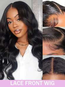 13x4 透明蕾丝前假发，180% 密度，不打结，自然黑发，波浪纹理，适合女性 - Natural Black - 查看 2