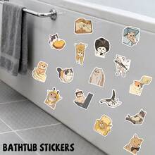 50 Pcs Cat Toilet Stickers, Cute Decorative Stickers For Toilets & Bathtubs, Cartoon Meme Multi-Scenario Stickers For DIY Decoration Of Scrapbooks, Diaries, IPads & Notebooks - Multicolor - View 6