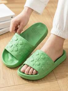 Pantuflas casuales unisex populares de 4 estaciones, diseño con patrón de oso de dibujos animados, EVA grueso pero ligero, suave y cómodo, transpirable, adecuado para interiores/exteriores, playa, ducha. Se recomienda comprar una talla talla grande grande para mayor comodidad - Naranja Quemada - Ver 2