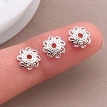 10pcs 18K Gold Plated Flower Bead Caps Hollow Spacer Beads Stoppers For Jewelry Making Necklaces Bracelets Earrings Supplies DIY Crafts - Multicolor - View 6