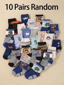 10 Pairs Soft Anti-Slip Dinosaur Pattern Baby Socks, Comfortable Breathable Non-Binding Socks For Toddler Boys 0-36 Months, Suitable For Indoor And Outdoor Wear, All Seasons. Baby Socks, Toddler Socks, Anti-Slip Socks, Crawler Socks, Christmas Gift, New Year Gift, Baby Boy Gift Set - Multicolor - View 5