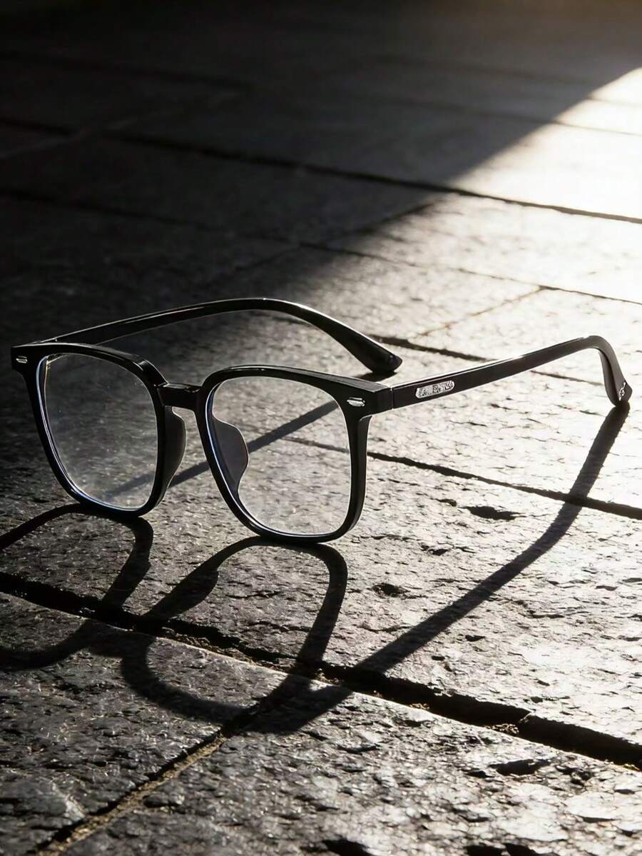 1副/2副复古方形高端轻便男士眼镜框，瘦脸无妆光学眼镜 - 無色 - 查看 1