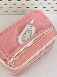 2026 Large Capacity Multi-Pocket Washable Pencil Case, High-Quality Stationery Set With Cute Toy Pendant, Ideal For Students And Campus Use - Watermelon Pink - View 3