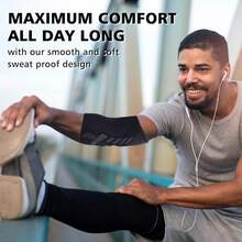 1只装肘部压缩支撑套，肘关节保护护具，适用于工作、健身、举重、篮球、网球和高尔夫等运动 - 压缩支撑套 - 男女通用 - 黑色 - 查看 9