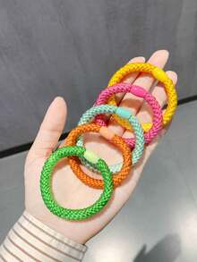 5条纯色休闲涤纶纤维弹力发圈，加厚马尾发圈，简约发饰 - 彩色 - 查看 16