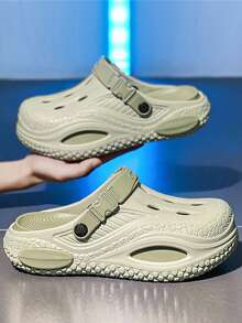 男士套脚凉鞋，2026新款加厚鞋底增高耐磨低帮圆头软底轻便舒适男士闭趾拖鞋，时尚百搭套脚无后跟驾驶凉鞋，舒适男士沙滩凉鞋速干 - 綠色 - 查看 8