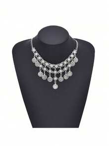 1 Pieza Cadena De Cabeza Con Monedas De Aleación Y Flecos, Accesorio Retro Para Cabello Y Cuello - Dorado - Ver 13