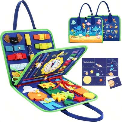 Toddler Busy Board Montessori Toys For Boy Girls, Sensory Book Educational Activities For Learning Fine Motor Skills, Birthday Gifts For Boy Girls Toddlers, Travel Toys For Airplane Car