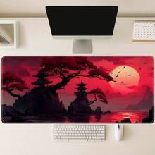 1 Tấm lót bàn phím chơi game cỡ lớn, thảm lót bàn phím laptop, thảm trải bàn - Họa tiết Ukiyo-E, Thảm lót chuột chơi game hình trăng đỏ và hoa anh đào Nhật Bản | Được làm từ sợi polyester, với thiết kế hoạt hình lá phong đỏ rực rỡ mô tả một phong cảnh yên bình với chùa Nhật Bản và trăng tròn. Đồ dùng văn phòng, đồ dùng văn phòng, trang trí văn phòng. - Nhiều màu - Xem 13
