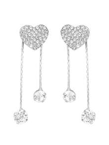 Y2K Inspired Asymmetric Heart Rhinestone Earrings Chic Romantic Fashion Jewelry For Date Night - Multicolor - View 7