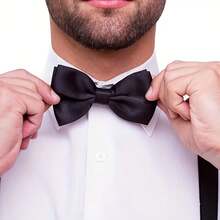 1pc Bow Tie, Men's Formal Bow Tie, Groom Wedding Bow Tie, Casual Men Necktie - Black - View 3