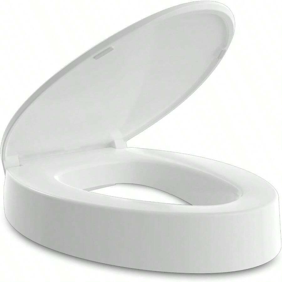 ELONGATED Toilet Seat Risers For Seniors Slow Close Elevated Toilet Seat Heavy Duty Never Loosen Raised Toilet Seat Elongated Bowl White 18.5 - 白色 - 查看 1