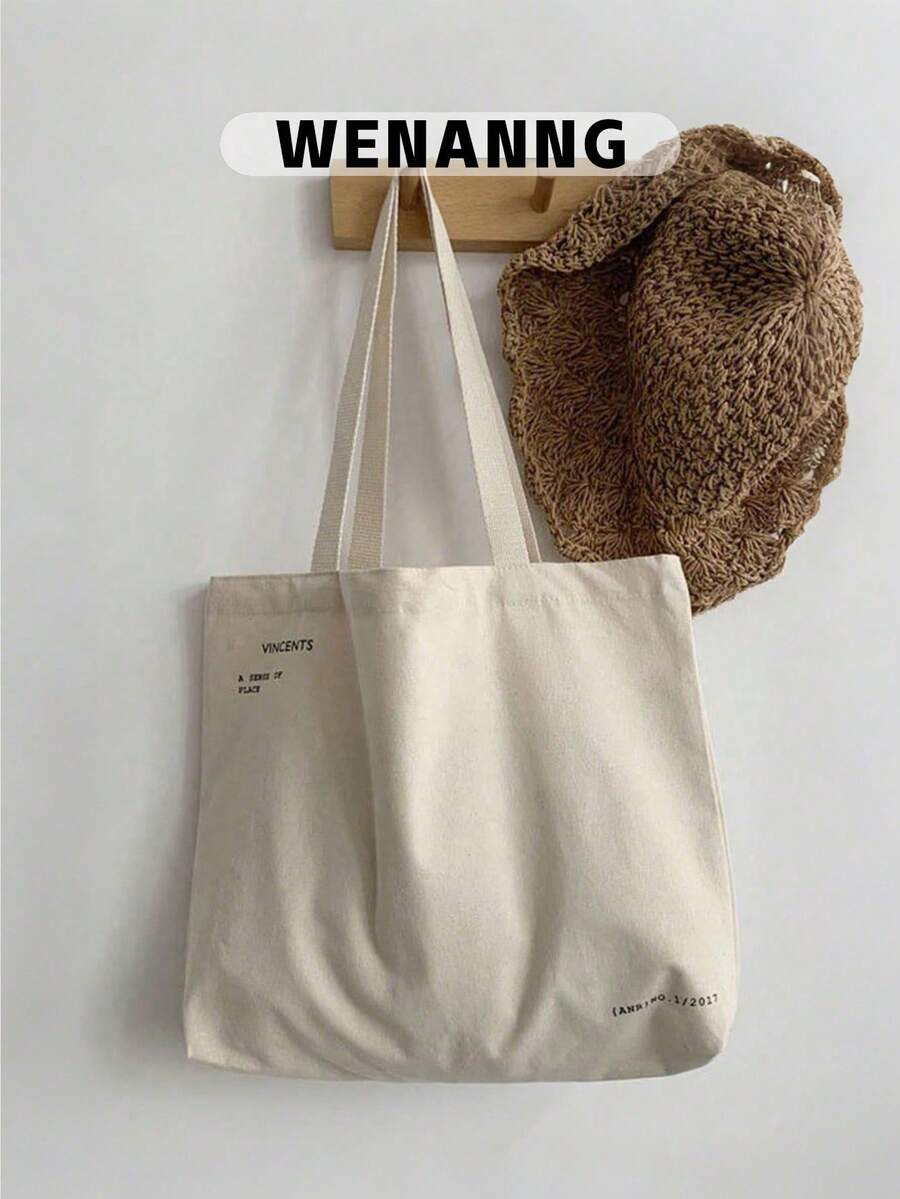 男士帆布单肩包，字母印花手提包，休闲托特包，大容量购物袋，背包，适用于工作、大学、学校、户外、运动、感恩节、冬季、笔记本电脑、海滩、健身、徒步旅行、学生等场合，多功能时尚休闲手拿包，腰包，圣诞礼物，旅行包