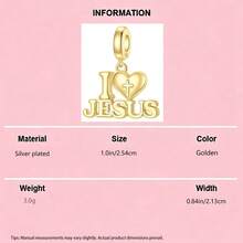 DIY镀金宗教动物吊坠十字架翅膀圣母玛利亚耶稣锚珐琅水晶球，适合DIY手链，女士珠宝项链配件 - 金色 - 查看 13