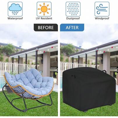 Funda para silla de huevo para exteriores, de 101,6 cm, impermeable, resistente con cierre para silla de huevo colgante de patio y sillas de pie, color negro, 40 x 40 x 56 pulgadas