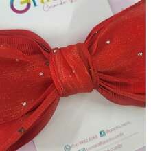 Organza Ribbon With Glitter Tips - Rojo - Ver 2
