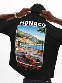 SUMWON Monaco Racing Club Vintage Graphic Tee Inspired Short Sleeve Crew Neck T-Shirt Summer Vacation Travel Print Boxy Fit Casual Streetwear |   Relaxed Fit |   Plus Size - trắng - Xem 1