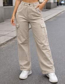 Wide leg Cargo Preta Pantalona - AREIA - Visão 1