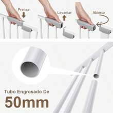 CYBeaoWink Puerta de  para Bebés 49in Puerta de  Niños y Mascotas con Cierre Automático y Fijación a Presión Kit de Extensión de 2.7"/5.5"/8.2" Incluido para Escaleras Puertas - blanquecino - Ver 5