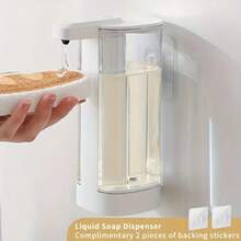 DONASIRA Dispensador de Sabonete Líquido Minimalista Branco, Sem Toque, com Sensor Elétrico Automático para Montagem na Parede, Ideal para Sabonete Líquido, Higienizador de Mãos | Acessório Moderno para Cozinha | Dispensador de Sabonete para Banheiro, 4 Configurações de Fluxo de Líquido Ajustáveis, Corpo à Prova d'Água IPX5, Reservatório Transparente de Grande Capacidade de 500ml, Adequado para Diversos Líquidos, Ideal para Cozinha, Banheiro, Presentes de Natal e Limpeza Doméstica - Multicolorido - Ver 14