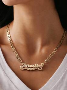 1件定制欧美风嘻哈双层汽车花朵名字项链，可定制文字，适合各种场合作为礼物或自用，高端奢华汽车花朵项链，新年魅力之选 - 金紅色聖誕禮盒 - 查看 5