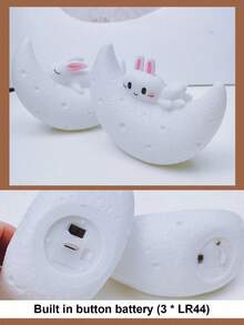 1pc Moon Rabbit Night Light, Modern Creative Rabbit Lamp, Bedroom Bedside Lamp, Decorative Lighting, Decorative Small Table Lamp, Ramadan, Valentine's Day Gift - Multicolor - View 11