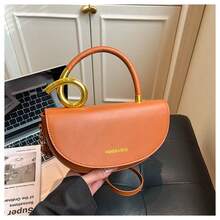 Saddle-Style Handbag Underarm Bag Versatile Casual Work Bag Crossbody Shoulder Bag - 棕色 - 查看 3