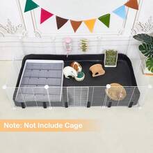 1pc Black Guinea Pig Cage Liner, Guinea Pig Waterproof Liner, Guinea Pig Bedding With Waterproof Bottom, Suitable For Grid, Cage Pad, Suitable For Guinea Pigs, Rabbits, Hamsters, Bunnies, Cage Not Included (Cage Is For Display Only) - Black - View 3