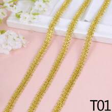 5码金属蕾丝花边丝带，弧形蕾丝面料，缝纫，编织，蕾丝丝带，婚礼工艺DIY服装配饰 - 彩色 - 查看 30