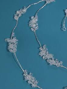 1件优雅水晶花朵新娘头饰，适合婚礼、生日和拍照等场合 - 銀色 - 查看 2