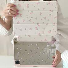 Ốp bảo vệ dạng gương gập ba mặt kiểu Hàn Quốc họa tiết hoa "Yêu thương" tương thích với iPad 10, iPad 11 mới 2025 có khe cắm bút cảm ứng, xoay 360°, vỏ bảo vệ acrylic dễ thương cho iPad Air 7/5/6, iPad thế hệ thứ 9 10.2". - Hồng - Xem 10