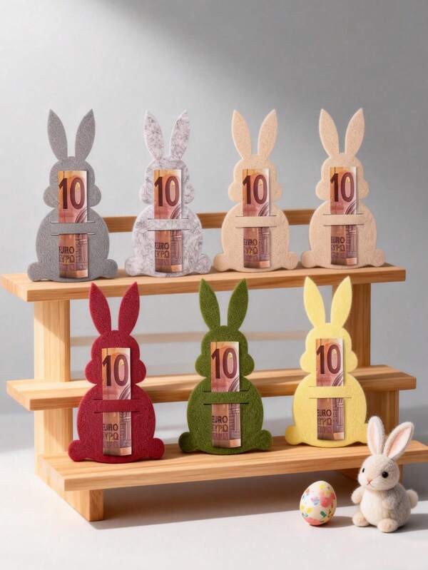 6 Pieces/12 Pieces Easter Money Gift Set, Easter Party Supplies Set, Easter Bunny Felt Decoration, Felt Material Red Envelope Holder, Easter Gifts, Suitable For Gift Giving And Table Decoration