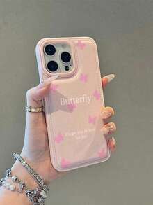1pc Textured Butterfly Pattern Creative Phone Case, Compatible With IPhone 11 12 13 14 15 16 17 Series, Suitable As Gift For Family, Friends, Various Holidays - Black - View 4