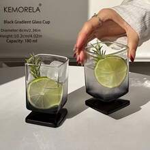 2pcs Black Square Glass Cups, Creative Glassware, Drinkware, Washable Beverage Cups, Perfect Square Cups Suitable For Various Drinks Such As Alcohol, Water, And Liquids - Black - View 6