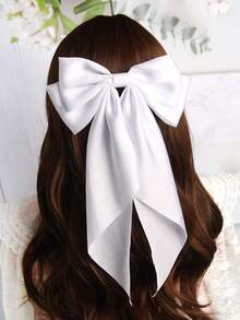 2个装女士超大黑白蝴蝶结发夹，大号蝴蝶结长尾缎面丝滑发带蝴蝶结发夹，马尾发卡，适合成人和青少年，春夏时尚配饰 - 彩色 - 查看 9