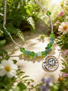 1件银色镂空太阳天然水晶石项链 - 黑色蝴蝶款 - 查看 7