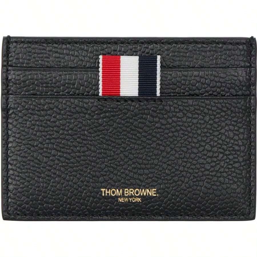 Thom Browne Black Pebble Grain Hector Single Card Holder | | Card Holders - 預設 - 查看 1