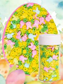 Spring Cake Decorations, Green And Yellow Beads And Small Balls, Easter Bunny Shapes, Orange Carrots, Easter Baking Accessories, Cupcake Decorations, Cookie Dough Ice Cream Dessert Decorations, Wedding, Birthday, Saint Patrick's Day, Easter Party Supplies. - Multicolor - View 5