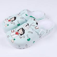 Women's Fashionable Adjustable Buckle Printed Slippers, Indoor Casual Soft Bottom Shower Flip Flops With EVA Protection