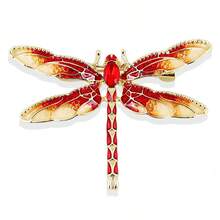 1pc Handmade Crystal Rhinestone Alloy Enamel Drip Oil Dragonfly Insect Brooch - Brooch - View 2