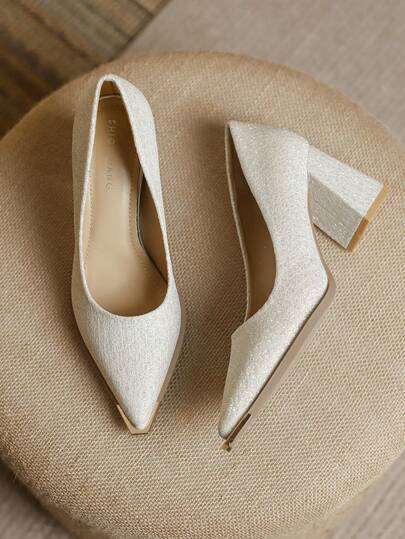 2026春季新款尖头高跟鞋，优雅简约时尚女士粗跟鞋