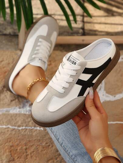 2026 Nuevos Tenis Planos de Pastor Alemán para Primavera/Verano, Zapatos Deportivos Casuales Blancos Versátiles y de Nicho Retro para Mujeres